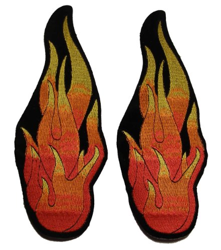 Medium Flames Patch - Pair for Motorcycle or Biker Vest or Jacket - HATNPATCH