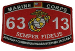 MARINE CORPS 6313 AIRCRAFT COM NAV RADAR SYSTEMS TECH EA-6 SEMPER FI MOS PATCH - HATNPATCH