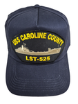 USS Caroline County LST-525 Ship HAT - Navy Blue - Veteran Owned Business - HATNPATCH