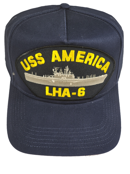 USS America LHA-6 Ship HAT - Navy Blue - Veteran Owned Business - HATNPATCH