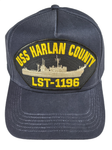 USS HARLAN COUNTY LST-1196 SHIP HAT - NAVY BLUE - Veteran Owned Business - HATNPATCH