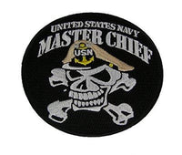 UNITED STATES NAVY MASTER CHIEF SKULL and CROSSBONES ROUND PATCH - Color - Veter - HATNPATCH