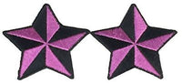 SET OF 2 PINK BLACK NAUTICAL STAR PATCHES ROCKABILLY RETRO PINUP STEAMPUNK - HATNPATCH