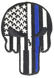 PUNISHER SKULL W/ FLAG BACKGROUND AND BLUE LINE - HATNPATCH