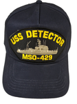 USS Detector MSO-429 Ship HAT - Navy Blue - Veteran Owned Business - HATNPATCH