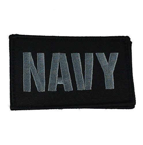NAVY 2 PIECE PATCH - Black/Silver - Hook and Loop - Veteran Owned Business. - HATNPATCH