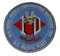 U S NAVAL MOBILE CONSTRUCTION BATTALION TEN U S PACIFIC FLEET Round NMCB-10 Patch - Brilliant Colors - Veteran Owned Business. - HATNPATCH