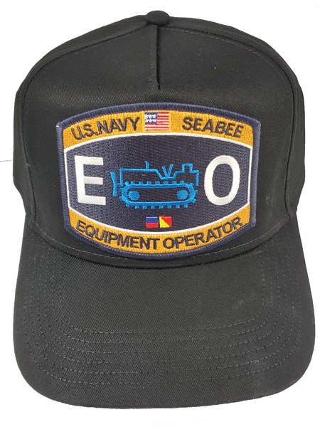 U.S. Navy Seabee Equipment Operator Hat - Black - Veteran Owned Business - HATNPATCH
