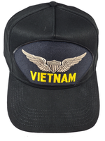 VIETNAM HAT WITH ARMY AVIATOR WINGS - BLACK - Veteran Owned Business - HATNPATCH