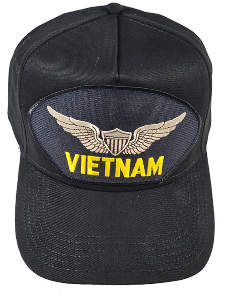 VIETNAM HAT WITH ARMY AVIATOR WINGS - BLACK - Veteran Owned Business - HATNPATCH