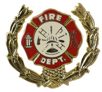 Fire Department Insignia with Wreath Lapel Pin - HATNPATCH