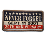 Never Forget 9-11 20TH Anniversary Patch - Great Color - Veteran Owned Business - HATNPATCH