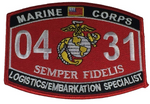 MARINE CORPS 0431 LOGISTICS EMBARKATION SPECIALIST SEMPER FIDELIS MOS PATCH EGA - HATNPATCH