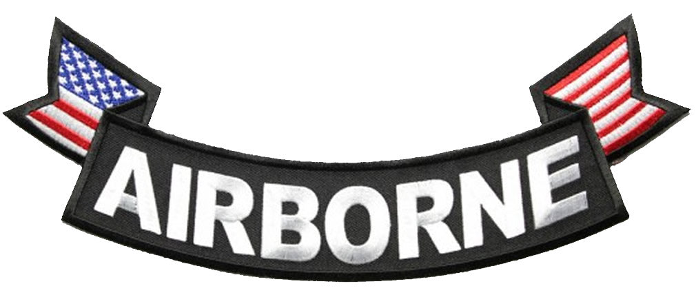 Large AIRBORNE Bottom Rocker Patch with USA Flags for Jacket | HATNPATCH