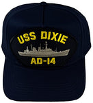 USS Dixie AD-14 Ship HAT - Navy Blue - Veteran Owned Business - HATNPATCH