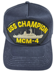 USS Champion MCM-4 Ship HAT - Navy Blue - Veteran Owned Business - HATNPATCH