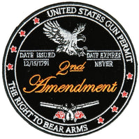 US GUN PERMIT THE RIGHT TO BEAR ARMS 2ND AMENDMENT ROUND PATCH - HATNPATCH