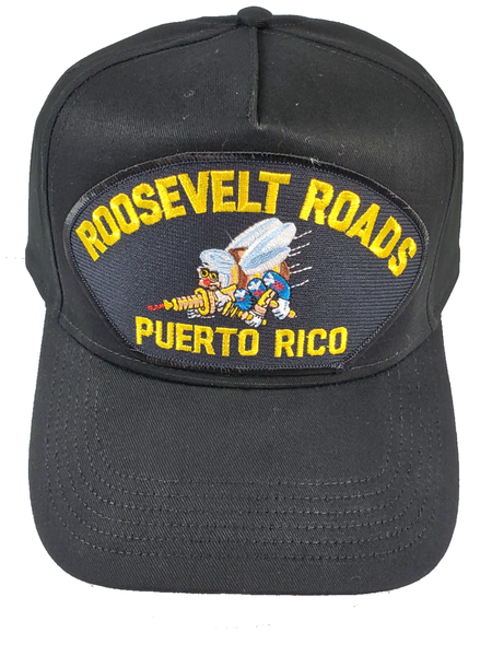 Roosevelt Roads Puerto RICO W/Seabee HAT - Black - Veteran Owned Business - HATNPATCH