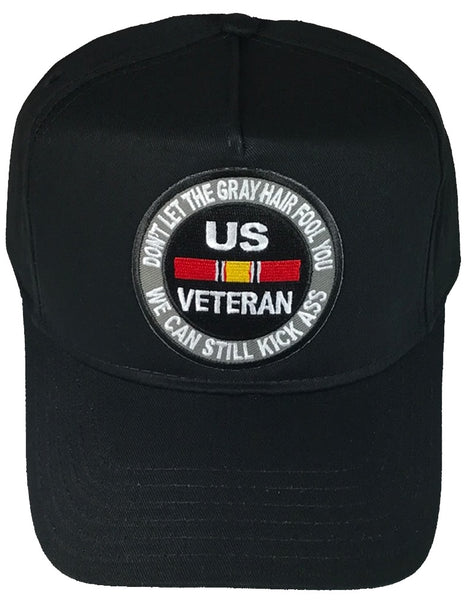 DON'T LET THE GRAY HAIR FOOL YOU W/ NATIONAL DEFENSE HAT - HATNPATCH