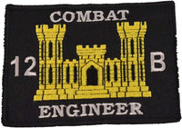 US ARMY 12B COMBAT ENGINEER SAPPER PATCH - Silver & Gold on Black Background - Veteran Owned Business - HATNPATCH