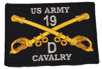 US ARMY 19D CAVALRY CAV PATCH - Silver & Gold on Black Background - Veteran Owned Business - HATNPATCH