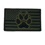 OD GREEN AMERICAN FLAG DOG PAW PATCH W/ HOOK AND LOOP BACKING - HATNPATCH