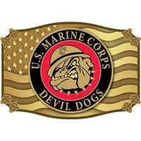 U.S. Marine Corps Devil Dog with Bulldog - Cast Belt Buckle - HATNPATCH