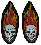 MEDIUM SIZE SKULL AND FLAMES PATCHES SET PAIR OF TWO 2 BIKER VEST CUT JACKET - HATNPATCH