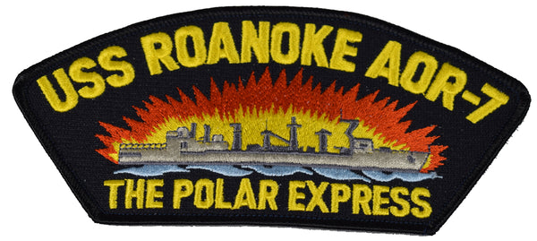 USS ROANOKE AOR-7 SHIP PATCH THE POLAR EXPRESS - GREAT COLOR - Veteran Owned Business - HATNPATCH