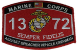 MARINE CORPS 1372 ASSAULT BREACHER VEHICLE CREWMAN SEMPER FIDELIS MOS PATCH EGA - HATNPATCH