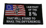 I AM PART OF THE 8% EIGHT PERCENT PATCH MILITARY SERVICE MINUTEMAN COLONIAL FLAG - HATNPATCH