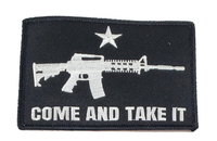 NEW, LARGER COME AND TAKE IT PATCH W/AR-15 - Black/White - Veteran Owned Business - HATNPATCH
