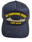 USS Hampshire County LST-819 Ship HAT - Navy Blue - Veteran Owned Business - HATNPATCH