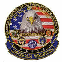 AMERICAN WARRIORS EAGLE LARGE PATCH VETERAN USCG ARMY NAVY USMC USAF - HATNPATCH