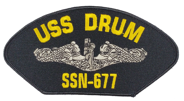 USS DRUM SSN-677 Ship Patch - Silver Dolphins - Great Color - Veteran Owned Business - HATNPATCH