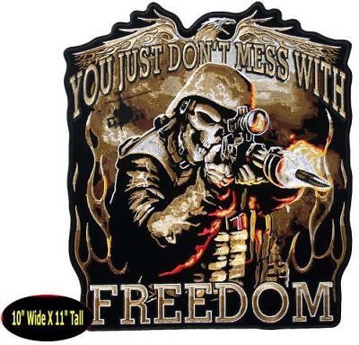 YOU JUST DON'T MESS WITH FREEDOM LARGE BACK PATCH SKELETON HELMET RIFLE WAR - HATNPATCH