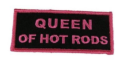 QUEEN OF HOT RODS PATCH LADY WOMAN BIKER MOTORCYCLE CLUB PINK - HATNPATCH