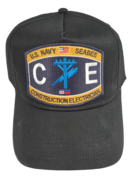 US Navy Seabee Construction Electrician (CE) HAT - Black - Veteran Owned Business - HATNPATCH