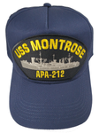 USS MONTROSE APA-212 SHIP HAT - NAVY BLUE - Veteran Owned Business - HATNPATCH