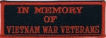 In Memory of Vietnam War Veterans Patch - Red and Black - HATNPATCH