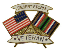 United States & Desert Storm Crossed Flags Desert Storm Veteran Pin - (1 1/4 inch) - HATNPATCH