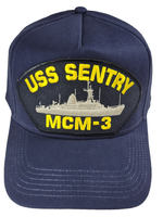 USS SENTRY MCM-3 SHIP HAT - NAVY BLUE - Veteran Owned Business - HATNPATCH