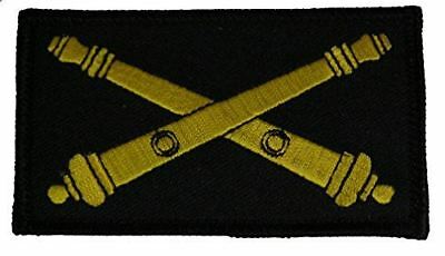 US ARMY ARTILLERY BRANCH CROSSED CANNONS 2 PIECE PATCH W/ HOOK AND LOOP BACKING - HATNPATCH