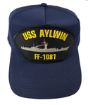 USS AYLWIN FF-1081 Ship Hat - Navy Blue - Veteran Owned Business - HATNPATCH
