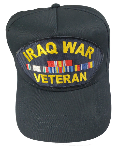 IRAQ WAR VETERAN w/4 RIBBONS HAT - Black Golf - Veteran Owned Business - HATNPATCH