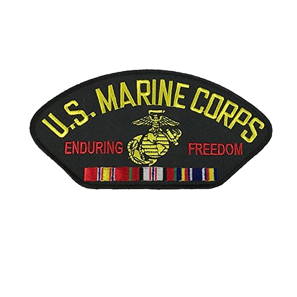 USMC ENDURING FREEDOM VETERAN W/ NATIONAL DEFENSE PATCH - HATNPATCH