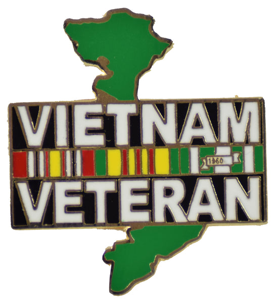 Vietnam Vet Map and Ribbons Pin - HATNPATCH