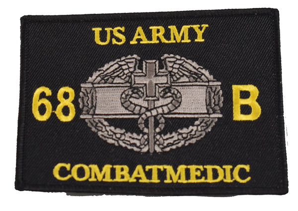 US ARMY 68B COMBAT MEDIC PATCH - Silver & Gold on Black Background - Veteran Owned Business - HATNPATCH