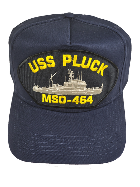 USS Pluck MSO-464 Ship HAT - Navy Blue - Veteran Owned Business - HATNPATCH