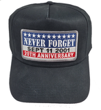 Never Forget 9-11 20TH Anniversary HAT - Black - Veteran Owned Business - HATNPATCH